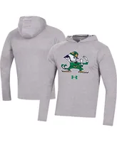 Men's Under Armour Heather Gray Notre Dame Fighting Irish School Logo Raglan Long Sleeve Hoodie Performance T-shirt