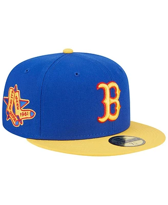 Men's New Era Royal, Yellow Boston Red Sox Empire 59FIFTY Fitted Hat