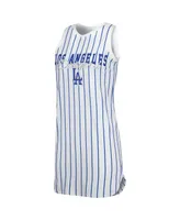 Women's Concepts Sport White Los Angeles Dodgers Reel Pinstripe Knit Sleeveless Nightshirt