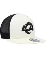 Men's New Era Cream, Black Los Angeles Rams Chrome Collection 9FIFTY Trucker Snapback Hat