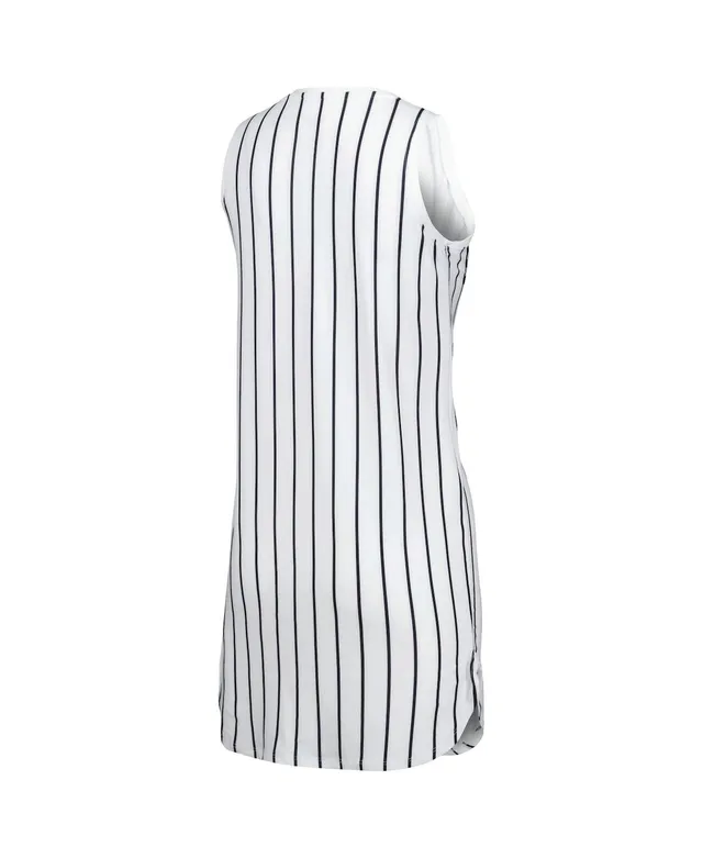 Women's Concepts Sport White Detroit Tigers Reel Pinstripe Knit Sleeveless Nightshirt Size: Medium