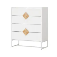 Simplie Fun Solid Wood Special Shaped Square Handle Design With 4 Drawers Bedroom Furniture Dressers