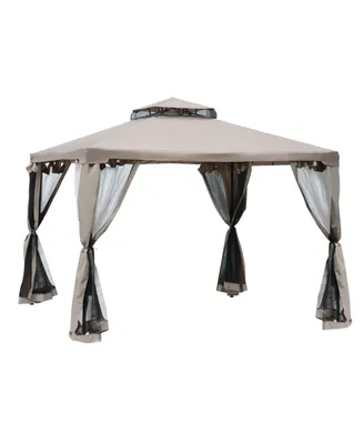 Outsunny 9.6' x 11.6' Patio Gazebo, Outdoor Canopy Shelter, Taupe