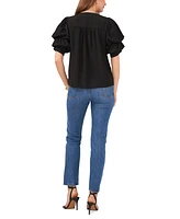 1.state Women's V-neck Tiered Bubble Short-Sleeve Top