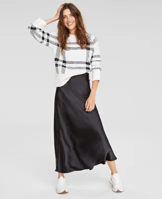 On 34th Women's Plaid Jacquard Crewneck Sweater, Created for Macy's