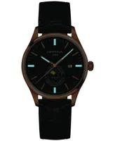 Certina Men's Swiss Ds-8 Moon Phase Black Leather Strap Watch 41mm