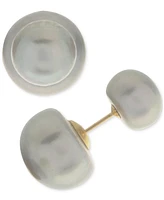 Cultured Freshwater Pearl (8mm -12mm) Front and Back stud Earrings 14k Gold