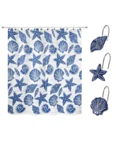 Avanti Ibiza Shells Hand-Painted 13-Pc. Shower Curtain & Hooks Set