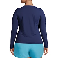 Lands' End Plus Crew Neck Long Sleeve Rash Guard Upf 50 Swim Tee