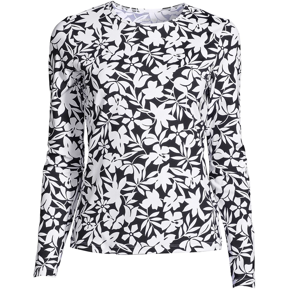 Lands' End Plus Crew Neck Long Sleeve Rash Guard Upf 50 Sun Protection Swim Tee