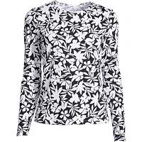 Lands' End Plus Crew Neck Long Sleeve Rash Guard Upf 50 Sun Protection Modest Swim Tee Print