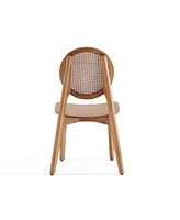 Manhattan Comfort Versailles 4-Piece Round Ash Wood and Natural Cane Dining Chair