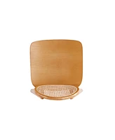 Manhattan Comfort Versailles 4-Piece Round Ash Wood and Natural Cane Dining Chair
