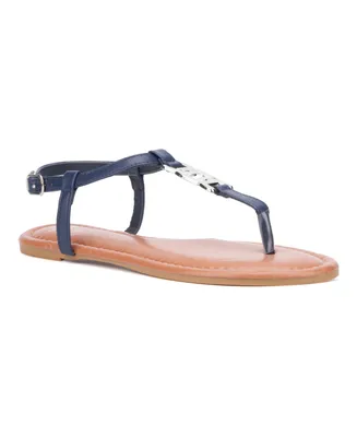 New York & Company Women's Kaia T-Strap Sandal With Metal Hardware