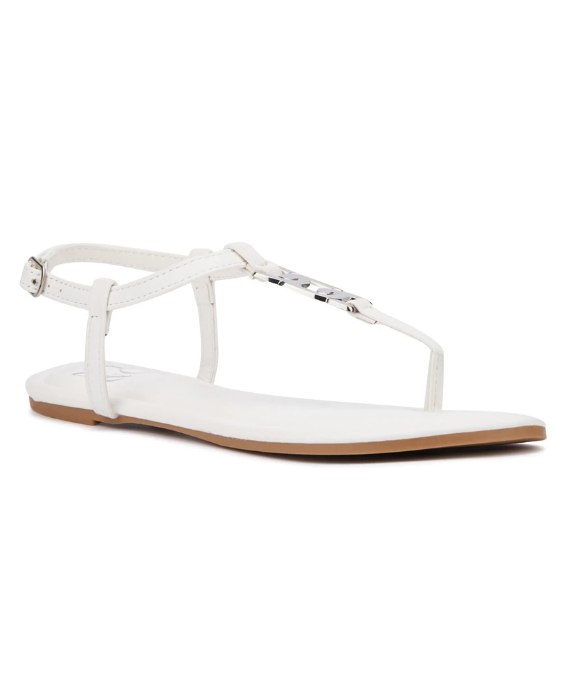 New York & Company Women's Kaia T-Strap Sandal With Metal Hardware