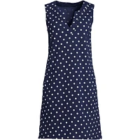 Lands' End Women's Cotton Jersey Sleeveless Swim Cover-up Dress Print