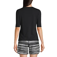 Lands' End Women's Crew Neck Rash Guard Upf 50 Sun Protection Swim Tee