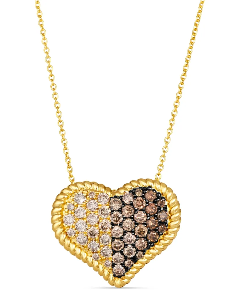 Le Vian Godiva x Le Vian Strawberry and Chocolate Heart Pendant Necklace  Featuring Passion Ruby (3/4 ct. t.w.) & Chocolate Diamond (1/10 ct. t.w.)  in | Mall of America®