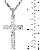 Esquire Men's Jewelry Black Cubic Zirconia Cross Pendant Ruthenium-Plated Sterling Silver (Also White Zirconia), Created for Macy's