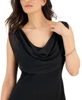 Connected Women's Cowlneck Sleeveless A-Line Dress