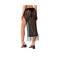 Women's Crochet Slit Maxi Skirt