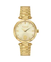 Versus Versace Women's Two-Hand Quartz Covent Garden Gold-Tone Stainless Steel Bracelet 36mm