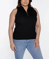 Belldini Black Label Plus Sleeveless Quarter Zip Sweater