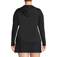 Lands' End Women's Plus Long Sleeve Hooded Full Zip Upf 50 Rash Guard