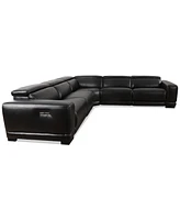 Closeout! Krofton 5-Pc. Beyond Leather Fabric Sectional with 3 Power Motion Recliners, Created for Macy's