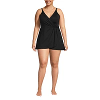 Lands' End Plus V-neck Tulip Wrap Swim Dress One Piece Swimsuit