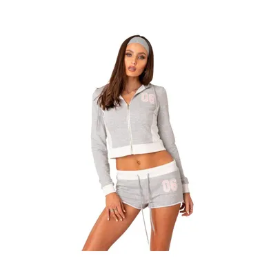 Women's Fitted Zip Up Hoodie With Patch