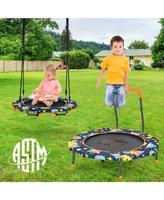 Costway 36''Convertible Swing & Trampoline Set Toddler Kids Fitness Rebounder