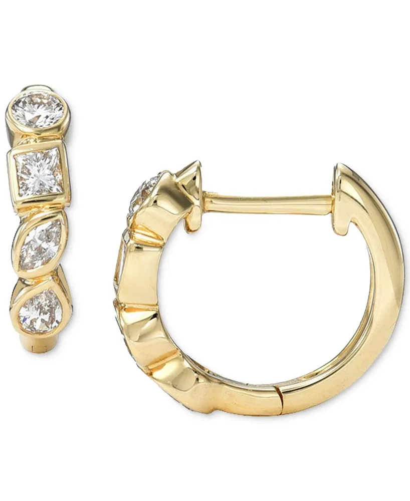 Zoe Lev Diamond Multi-Cut Small Hoop Earrings (1/3 ct. t.w.) in 14k Gold, 0.5"