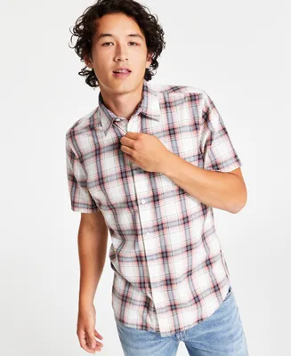 Sun + Stone Men's Hector Cotton Plaid Short-Sleeve Shirt, Created for Macy's