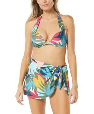 Coco Reef Womens Contours Cameo Tropical Print Bikini Top Sarong Skirt Bottoms
