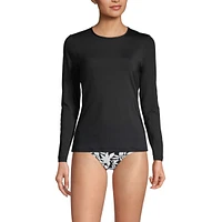 Lands' End Women's Crew Neck Long Sleeve Rash Guard Upf 50 Sun Protection Swim Tee