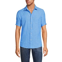 Lands' End Men's Traditional Fit Short Sleeve Linen Shirt