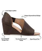 Journee Collection Women's Aretha Perforated Peep Toe Wedge Sandals