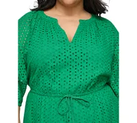 Vince Camuto Plus Size Eyelet Fit & Flare Dress