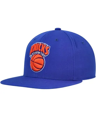 Men's Mitchell & Ness Blue New York Knicks Hardwood Classics Mvp Team Ground 2.0 Fitted Hat