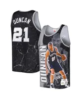 Men's Mitchell & Ness Tim Duncan Black San Antonio Spurs Hardwood Classics Player Burst Tank Top