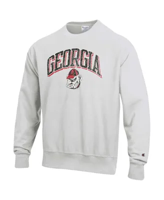 Men's Champion Gray Georgia Bulldogs Arch Over Logo Reverse Weave Pullover Sweatshirt