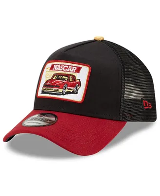 Men's New Era Black, Red Nascar Legends 9FORTY A-Frame Adjustable Trucker Hat