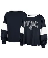 Women's '47 Brand Navy Michigan Wolverines Upside Rhea Raglan Long Sleeve T-shirt
