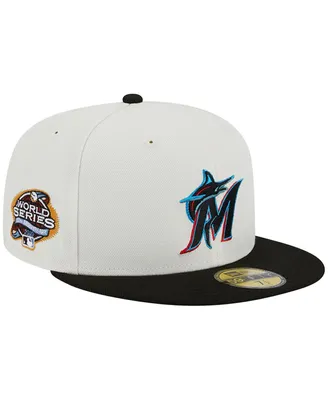 Men's New Era Stone and Black Miami Marlins Retro 59FIFTY Fitted Hat