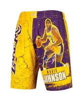 Men's Mitchell & Ness Magic Johnson Gold Los Angeles Lakers Hardwood Classics Player Burst Shorts