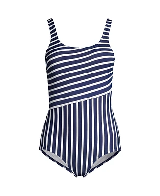 Lands' End Women's Dd-Cup Chlorine Resistant Soft Cup Tugless Sporty One Piece Swimsuit