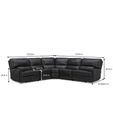 Closeout! Binardo 123" 5 Pc Zero Gravity Leather Sectional with 2 Power Recliners, Created for Macy's