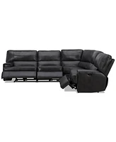 Closeout! Binardo 123" 5 Pc Zero Gravity Leather Sectional with 3 Power Recliners, Created for Macy's