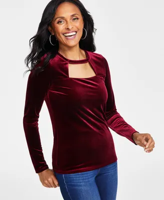 I.n.c. International Concepts Women's Velvet Cut-Out Top, Created for Macy's